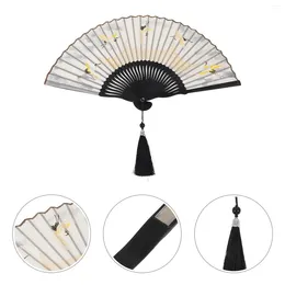 Dekorativa figurer Vind Silk Folding Fan Handheld Foldbar Dancing Tyg Traditionell bärbar