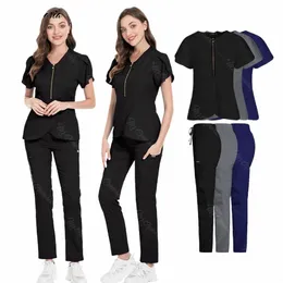 Beauticians arbetar uniformer FI Workwear Scrub Tops Pants Women Beauty Sal Clothes Medical Scrubs Uniformer Nurse Accores W2XP#