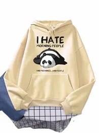 Lazy Panda I Hate Morning People Prints Hoody Woman Casual Hoodies Plus Size Sweatshirt Harajuku Girl Autumn Warm Sudaderas Tops D4S1#