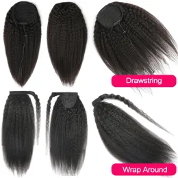 Afro kinky مستقيم الرباط ذيل الحصان vipbeauty yaki التفاف مستقيم حول ذيل الحصان remy الشعر ملحقات الشعر البشرية ذيل الحصان