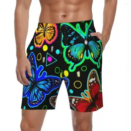Shorts masculinos maiôs borboleta placa verão colorido animal casual calças curtas homens design correndo rápido seco troncos de natação