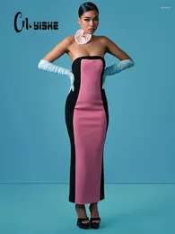 Sıradan elbiseler cnyishe askısız split bodycon parti seksi kulüp kadınlar yaz kolsuz kıyafetler kılıf moda kadın vestidos elbiseleri