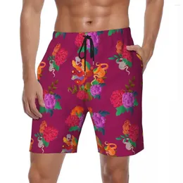 Herr shorts nordost Big Flower Board Summer Peony Fashion Surfing Short Pants Fast Dry Classic Plus Size Swim Trunks