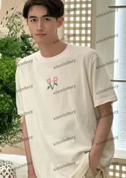 Xinxinbuy Men Designer Tee T Shirt 2024 Włochy Królewska koszulka Kwiatowa Jacquard 1854 Bawełniana bawełniana kobiety szara czarna morela xs-xl