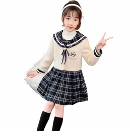 Japon kolej tarzı jk üniforma takım elbise kız şalları çocuk ekose dr iki parçalı sonbahar yeni stil l5fz#