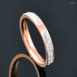 Cluster Rings KIOOZOL Stainless Steel Crystal For Women Rose Gold Color Ring Jewelry Arrival 200 KO1