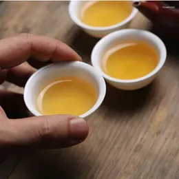 Te koppar 6st/parti 45 ml kinesisk tunn kopp set keramisk vit teavare skål för ceremoni chaozhou teacup