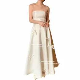 spruzzatura Semplice Nero A Line Corea Wedding Photoshoot Dres Strapl Bowknot Caviglia Lunghezza Abiti da sposa Festa formale Dr x3K9 #