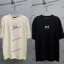 Xinxinbuy Men designer tee t shirt 2024 Italy stickad skjorta blommor jacquard 1854 kort ärm bomullskvinnor grå svart aprikos xs-l