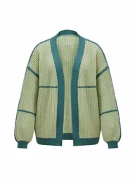 Onelink Plus Größe Herbst Winter Offene Strickjacke Pullover Jacke Mantel Für Frauen Mint Grün Rand Stips Stricken Oversize Kleidung 80On #