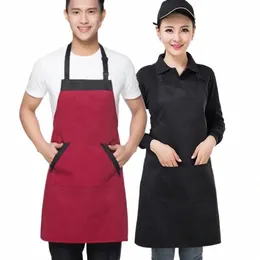 custom apr add text Black Unisex work kitchen waiter apr Cooking Baking Restaurant Aprs with pockets For Women print logo f2JS#