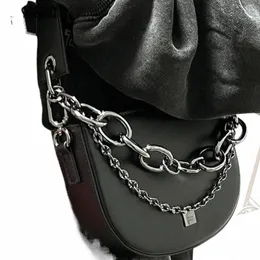 Umhängetaschen für Frauen Trendy Fi Einfache Feste Beiläufige Handtaschen Streetwear Y2k Vintage Alle Spiel Kette Schulter Tasche Koreanische 53W0 #