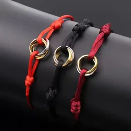 سوار سوار للنساء للنساء FI Bracelet 316l Stainl Steel Trinity Ring String Three Rings Land Strap Bracel Q0YZ#