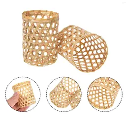 Vase2 PCS Bamboo Cup Sleeves Protective Covers Wicker Creative Protectors Weaving Glassware