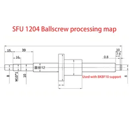 Vite a sfera RM1204 C7 con estremità lavorata+ 1204 dado a sfera+ alloggiamento del dado DSG12H+ Supporto end BK/BF10+ Accoppiatore per parte CNC SFU1204 Set