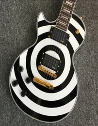 متجر مخصص يسره Zakk Wylde Bullseye White Black Electric Guitar Copy EMG Pickups Gold Truss Rod Cover Gold Grover Tuners4298339