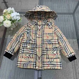 Burberrlies Luxury baby cotton jacket Winter kids Hooded coat Size 100-150 Multi color bar cross design children overcoat Oct25
