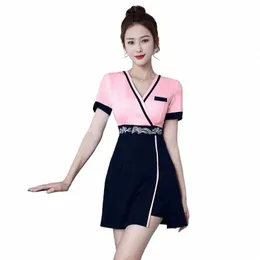 beauty Sal Spa Uniform For Woman Sexy Restaurant Waiter Clothes Esthetic Desk Hotel Massage Nail Beautician Cafe Work Outfit k5Gq#