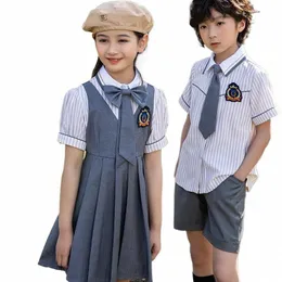 Sommer Schuluniform Süßes Temperament Japanisch Koreanisch Versi Jungen Mädchen Weißes Hemd Weste Plissee GraduatiDr Shorts Anzug 86Fq #