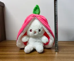 25cm cosplay çilek havuç tavşanı tavşan peluş oyuncak doldurulmuş yaratıcı çanta meyve dönüşü bebek sevimli tavşan plushie bebek