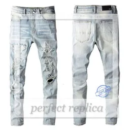 Lila jeans jeans designer jeans mens mager jeans lyxdesigner denim byxa orolig rippad cyklist svart blå jean smal fit motorcykel 256