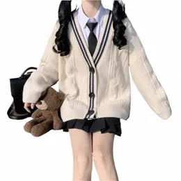 Suéter escolar japonês para meninas, suéter de malha Cott com decote em V, uniformes JK, cardigã multicolorido, cosplay de estudante, primavera e Aut D2t4#