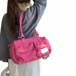 lewostronne duże nylowe podwójne kieszenie worka na ramię dla kobiet 2023 Kobieta stała kolor pod pachami Pani proste torebki R2ZS#