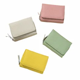 genuine Leather RFID Short Wallets Card Holder Bag Portable Cowhide Small Zipper Mey Coin Purse For Men Women Earphe Pouch V4Kp#