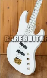 Custom 4-струнная бас-гитара JJ4B Larry Graham All White Электрическая бас-гитара Корпус из ясеня Кленовый гриф 21 лад Накладка на гриф Золото Hardware8125802