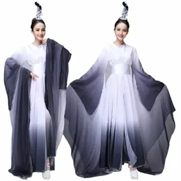 LG Sleeve Classical Folk Dance Fairy Odzież Rękawy wodne Kostiumy Dorośli starożytne Natial Hanfu Yangko Performance K4lk#