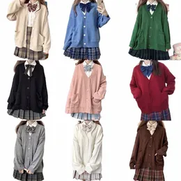 Japan School Sweater Spring Autumn 100% V-Neck Cott Sticke Tree