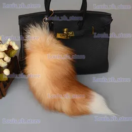 Keychains Lanyards 40cm fur animal tail keychain gift cute furry fox tail keychain womens backpack car key charm wholesale T240330