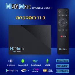 H96 Max 3566 Android 11 TV Box DDR4 8GB RAM 128GB ROM RK3566 8K BT VOICE CONTROL 5G Dual WiFi 1000M LAN 4K Media Player YouTube