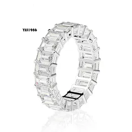 Eternity Emerald Cut Lab Diamond Ring Sterling Sier 약혼 웨딩 반지를위한 보석 선물을위한 결혼 반지