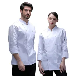 Длинные рукава белые куртки ресторан ресторан кухня униформа отеля на заказ логотип рубашка