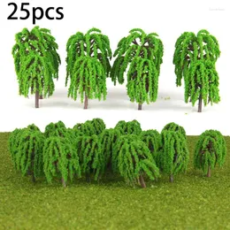 装飾的な花植物モデルの木のおもちゃ緑のキッチンランドスケープレイアウトプラスチック樹脂鉄道鉄道25pcs 3D装飾ディスプレイ