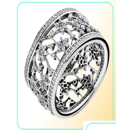 Band Rings Compatible With Jewelry Ring Sier Forget Me Not Purple Clear Cz 100% 925 Sterling Whole Diy For Drop Delivery Dhfr7