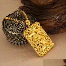 Pendant Necklaces Real 24K Gold Color Filled Dragon For Men Engagement Jewelry Delicate Pendants Anniversary Gift Male Drop Delivery Othnx
