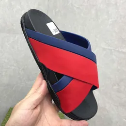 Fashion Mens Striped Rubber Slides Interlocking Platform Shoes Luxury Flat Unisex Beach Slippers With Box 440