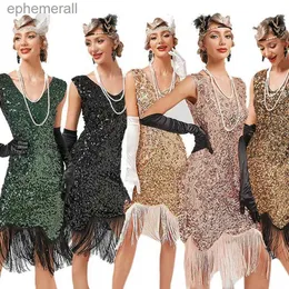 Kentsel Seksi Elbiseler Yaz 1920'ler Vintage Elbise Tassel Shreper Balo Düğün Partisi Boncuklu Sapırlı Oğrendi O yaka Kadınlar 30s Kostüm YQ240330