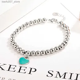 Charm-Armbänder Andara 925 Sterling Silber Perlenkette herzförmiger Anhänger geeignet für Frauen auf der Straße, komplett abgestimmt mit Modedesigner Q240331