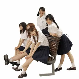 Chiński uczeń munduru liceum JK Seifuku XS-3XL Girl Mundlis Ustaw klasę uniwersytecką marynarkę wojenną plisowane spódnice japońskie q6tk#