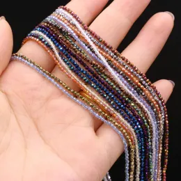 Natural Semi-Precious Stone Crystal Quartz Lose Perlen Plattierfarbe 2 mm für Schmuck Herstellung DIY Armband Halskette Lenght 38 cm