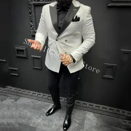 Neuankömmlinge Männer Anzüge für Hochzeitspeak -Revers -Dokal -Breast 2 -Stücke formelle Bräutigam Wedding Tuxedos Trajes de Hombre