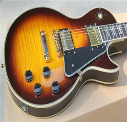 Özel 59 R9 Vos Vintage Sunburst Alev Maple Top Electric Guitar 3 Katlı Beyaz Vücut Bağlayıcı Gülağacı Kama