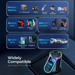 Joyroom 150 Вт USB -автомобильный зарядный устройство Сигарета зажигало сплиттер быстрый адаптер автомобильного зарядного устройства 12 В, совместимый с iPhone/Samsung/GPS/Dash Cam