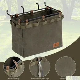 Hand Tools Cam Table Side Storage Bag Mtifunctional Folding Canvas With Hook Outdoor Picnic Desk Cookware Hanging Large Capacity Drop Otfqt