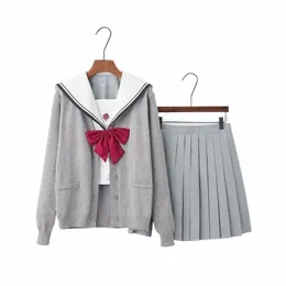 2021 School Dres Japanese JK Uniforms Grey Sailor Suit Anime Form Pleated Kirt Uniform Dr For High School Girls Studenter Q6B0#