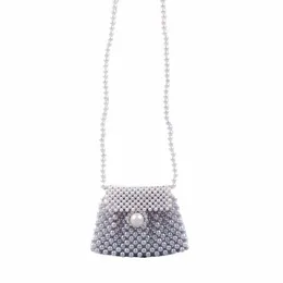 2022 di lusso piccola scatola con patta in rilievo perla frizione donne mini borsa a tracolla borse e borsa da donna borse di perle tessute a mano g9Nc #