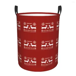 Laundry Bags Wiener Wonderland In Festive Red Christmas Dachshund Basket Collapsible Large Capacity Clothing Sausage Dog Baby Hamper